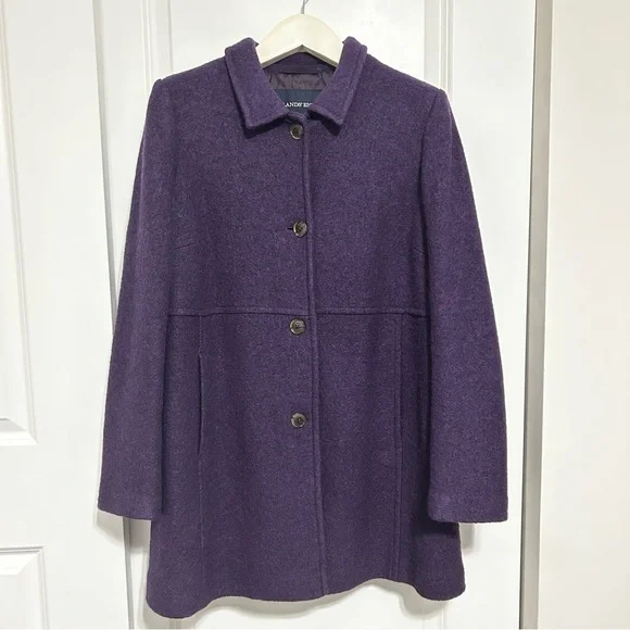 Lands’ End Women’s Wool Blend Pea Coat Purple Size 18 - Picture 2 of 11